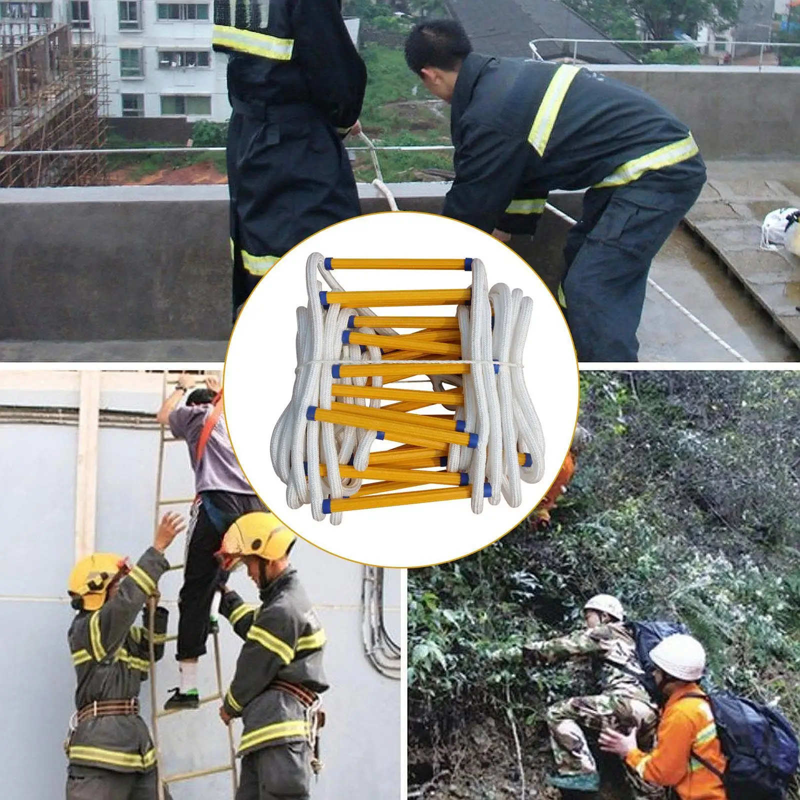 

16ft Emergency Fire Escape Ladder Rope Ladder Hanging Strong Flame Resistant Reusable for Home Residential Building Climbing