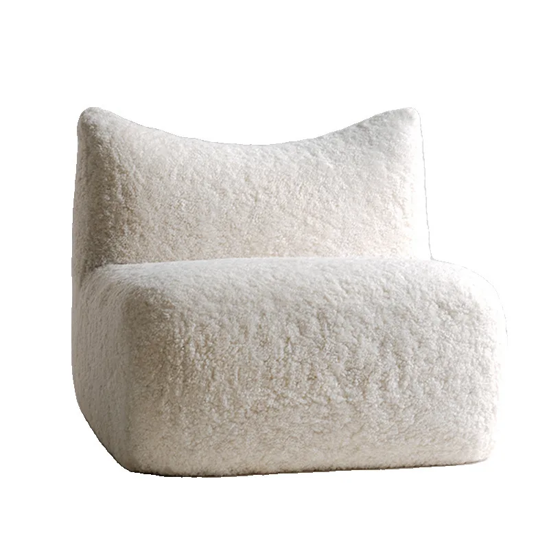 

Wabi single sofa chair French retro cream wind lamb wool lazy leisure chair designer
