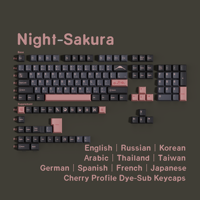 Night Sakura Pbt Keycaps Cherry Profile Japanese Korean Russian German Spanish Arabic French Big Set Key Caps For Mx Switches