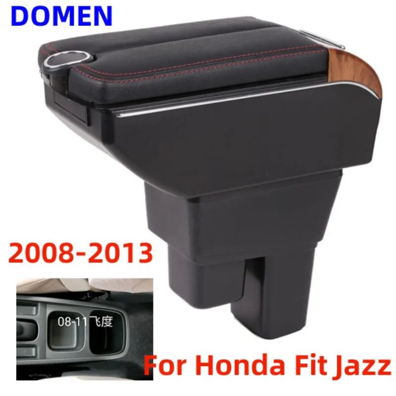 New For Honda Fit Jazz Double open armrest box Central Store Content With Retractable Cup Hole Large Space Dual Layer USB
