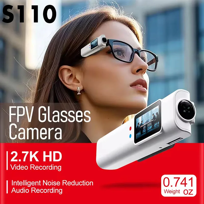 

2.7K HD Glasses Camera WiFi Mini Digital Camera 0.96inch IPS Screen Motorcycle Action Cam Eyeglasses Camera for Driving Hiking
