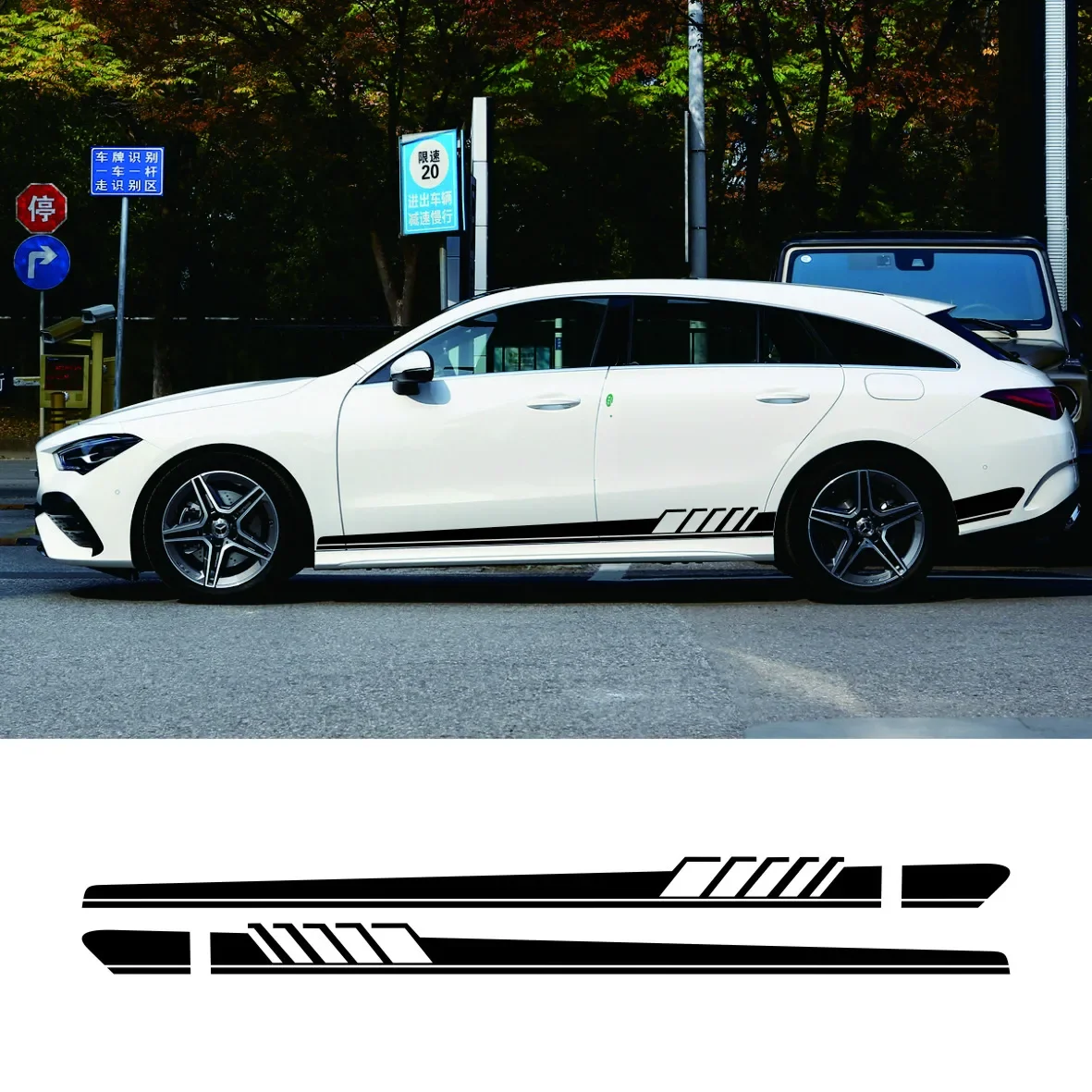 

2PCS Car Stickers Auto Body Waterproof Decals for Mercedes Benz W204 W203 W205 W212 GLC CLA GLA AMG C180 C200 C300 C63 Coupe C43