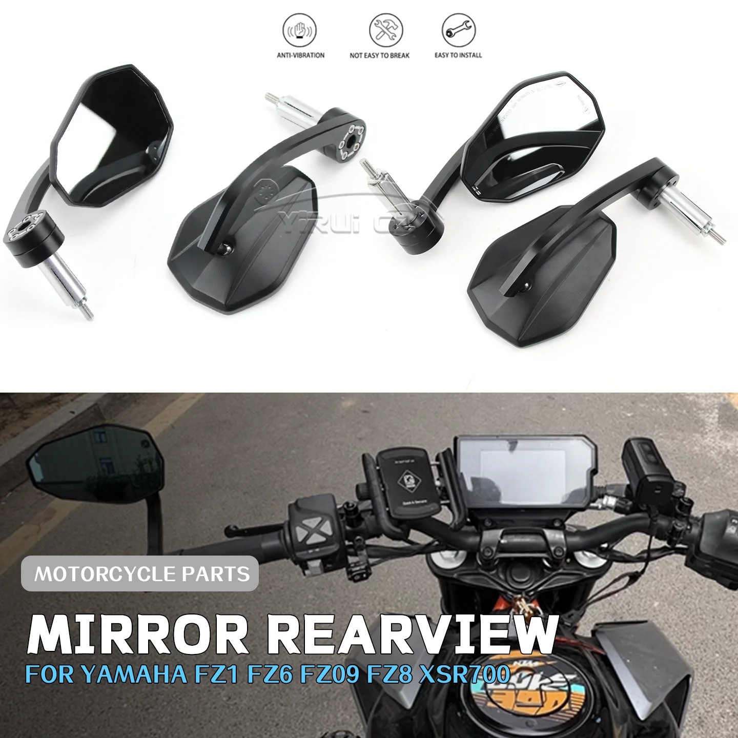 

Зеркало заднего вида с торцевым рулем для мотоцикла, боковое зеркало заднего вида с широким видением для YAMAHA FZ1 FZ6 FZ09 FZ8 FZ1 FZ 6 FZ0 9 FZ 8 XSR 700