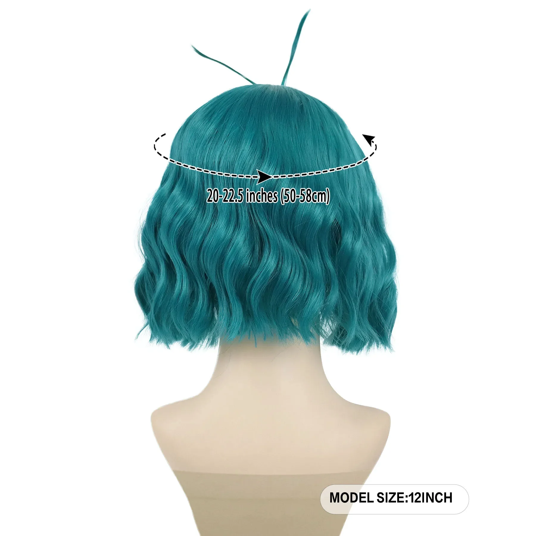 Cyan Wavy Short Envy Wig Cosplay Synthetic Hair Halloween Costume for Women Inside Anime Out Cosplay Movie Party Dress Up Lolita