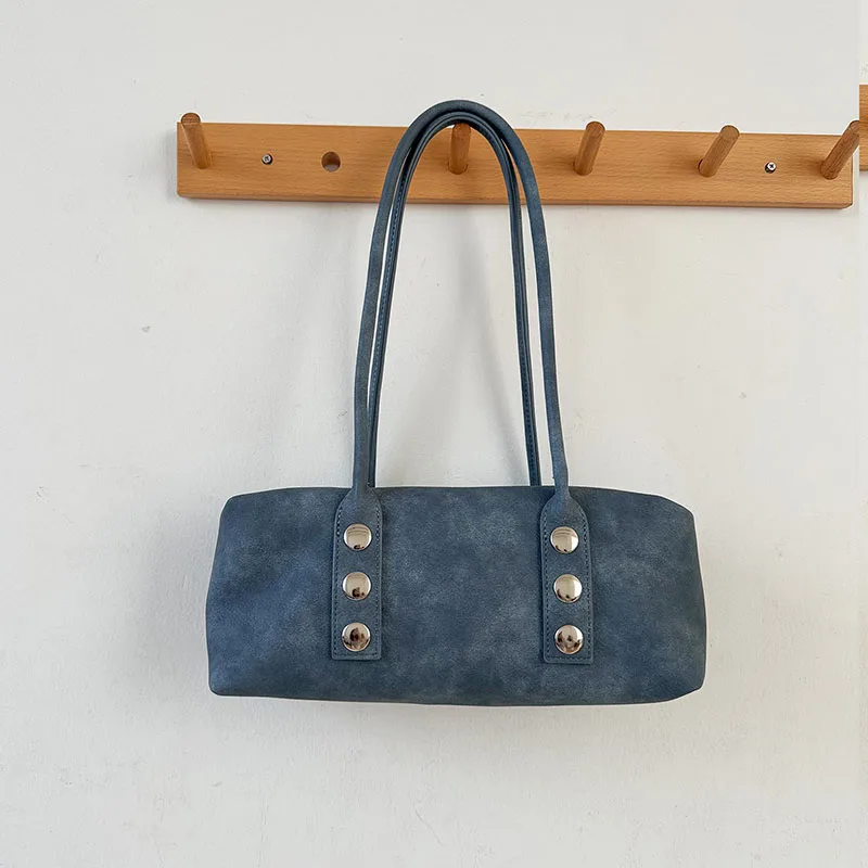 

Fashion Big Studded Boston Bags for Women Top-handle Handbags Soft PU Leather Shoulder Bag New Rivet Underarm Bags Shopper Purse