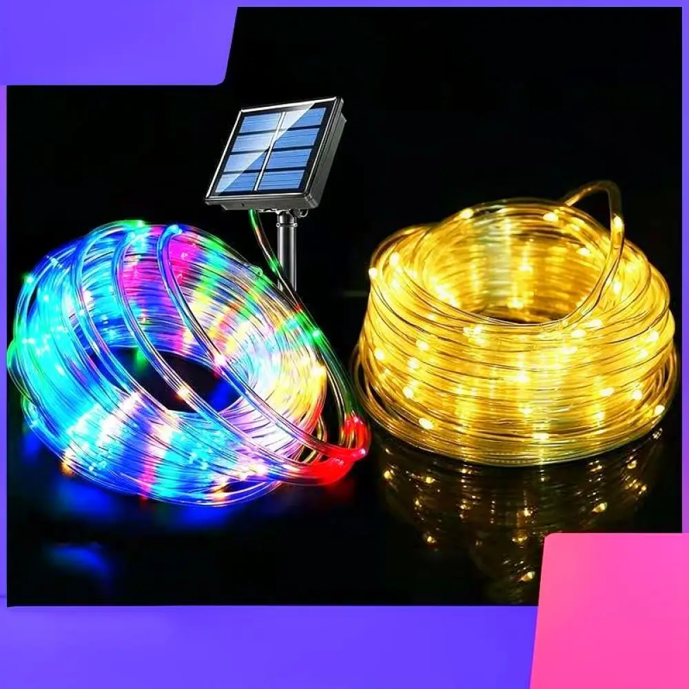 LED Tube Rope Light Solar Powered Outdoor Waterproof Flexible String Lamp For Garden Path Christmas Yard Decor