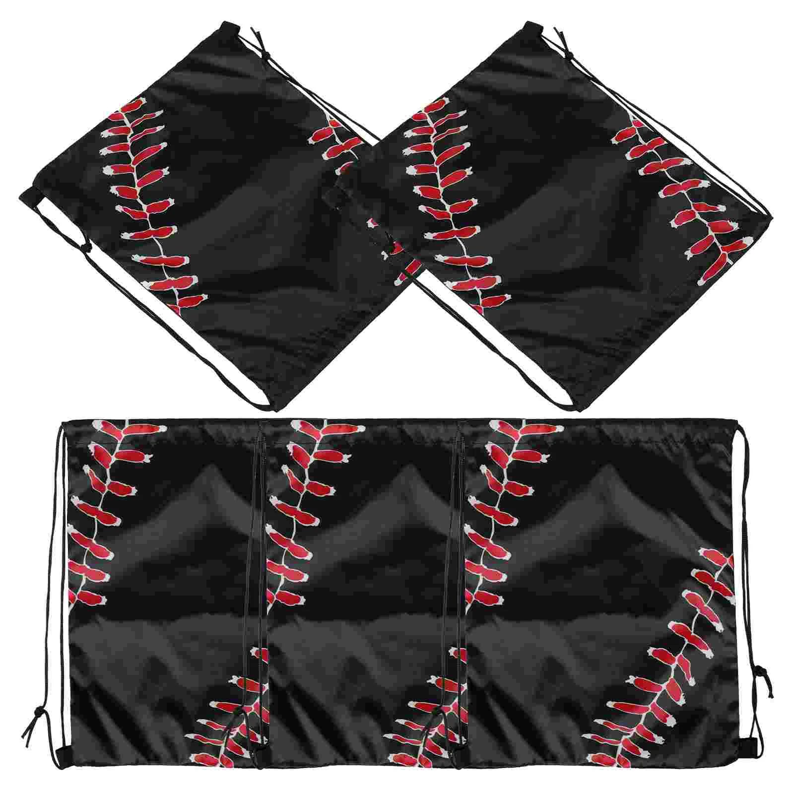 5 uds mochila de béisbol bolsa baloncesto temático murciélago viaje cordón estampado poliéster ropa cesto guante