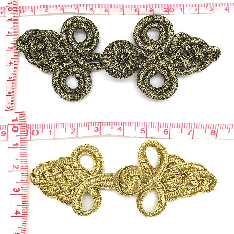 DoreenBeads Gold and Silver Silk Handmade Chinese Knot Buttons Frog Closure Fastener Christmas Trees Leaves Cheongsam Button