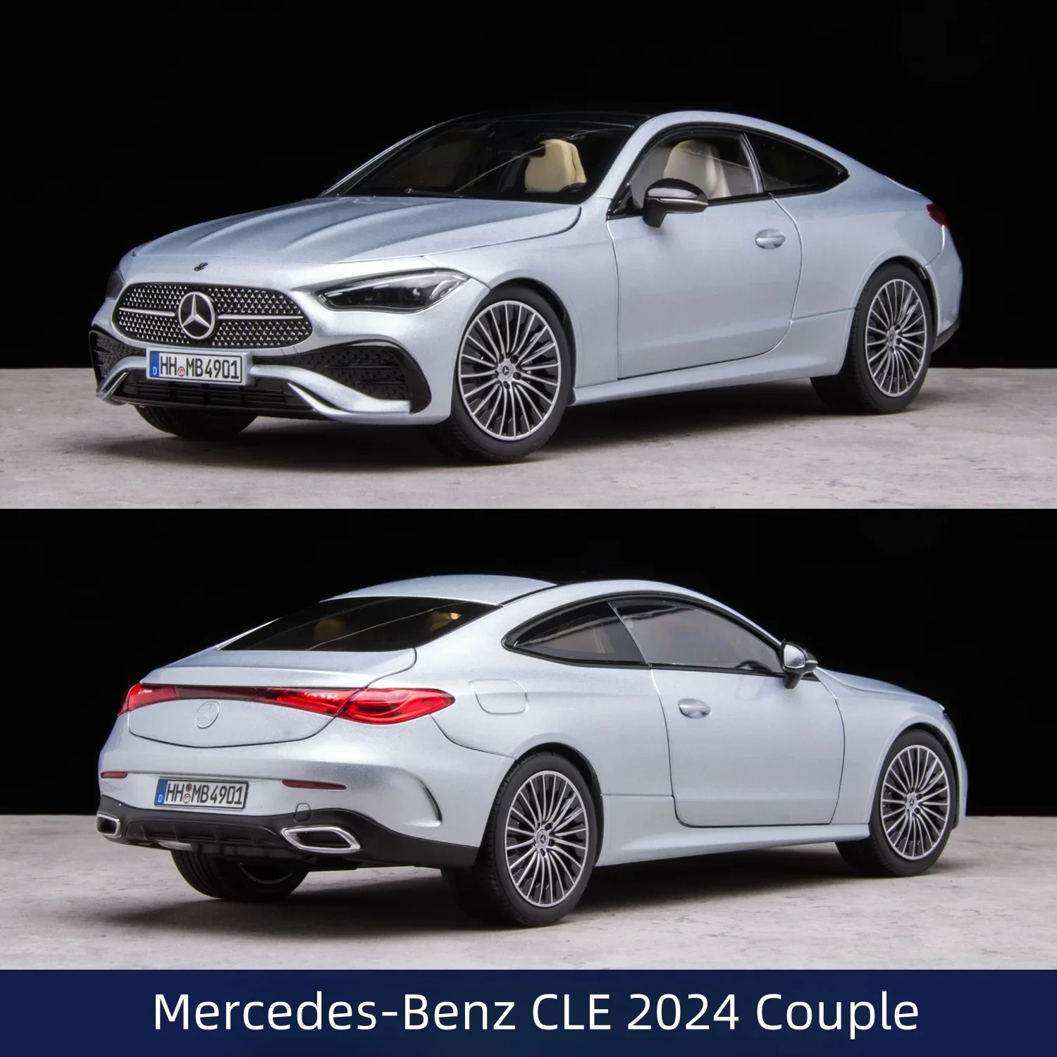 1:18 NOREV Mercedes-Benz CLE 2024 Paar nieuwe coupe legering compressie as miniatuur simulatie model, volwassen decoratie, jongen speelgoed