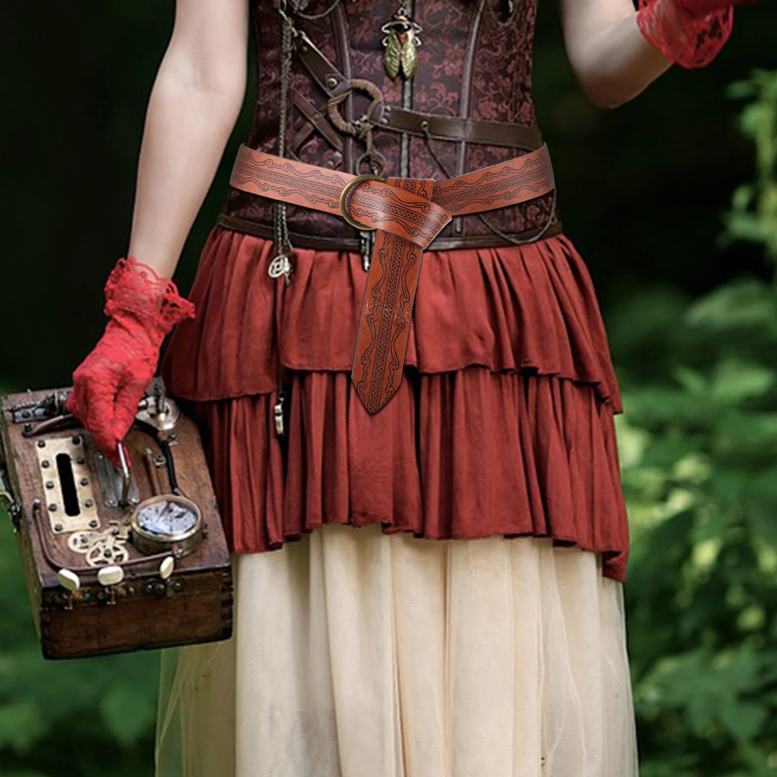 Średniowieczny pas wikingowski, vintage, tłoczony pas renesansowy dla mężczyzn, trwały pas do cosplayu, akcesoria do kostiumów.