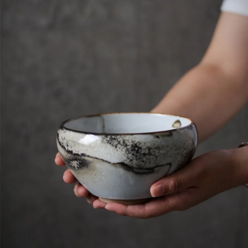 ★Mr. Qing Ink Wash Tea Basin Jingdezhen High Temperature Hand-Painted Ceramic Flower Ware Tea Ceremony Utensil Human Utensils