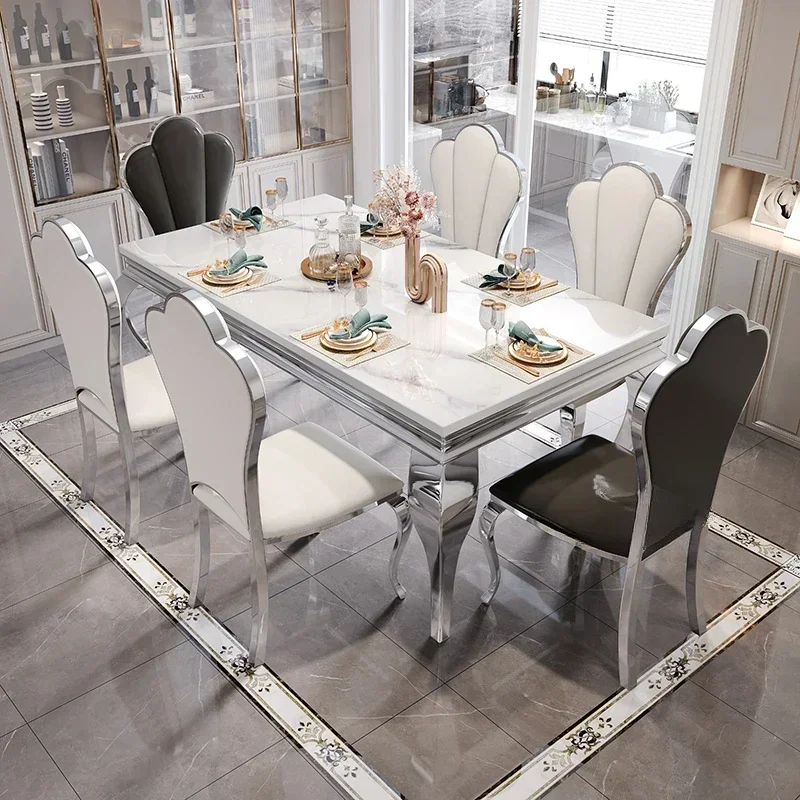 Waterproof Oilproof Luxury Table Unique Gold Vintage Marble Mobile Dining Table Nordic Big Design Mesa De Comedor Funiture