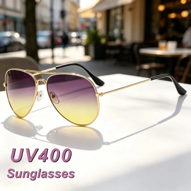 New Fashionable Personalized Luxury Gradient Color Women's Sunglasses Outdoor Neutral Street Photography UV400 Sunscreen Glasses