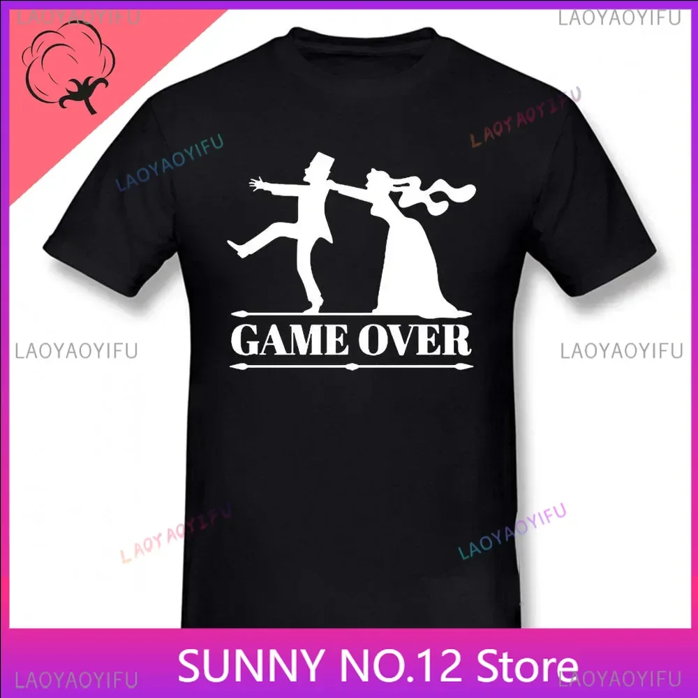 Game Over Bride Groom Bachelor Party 100% Cotton T Shirt Funny Tshirt Mens Clothing Short Sleeve Camisetas Top Fashion Print