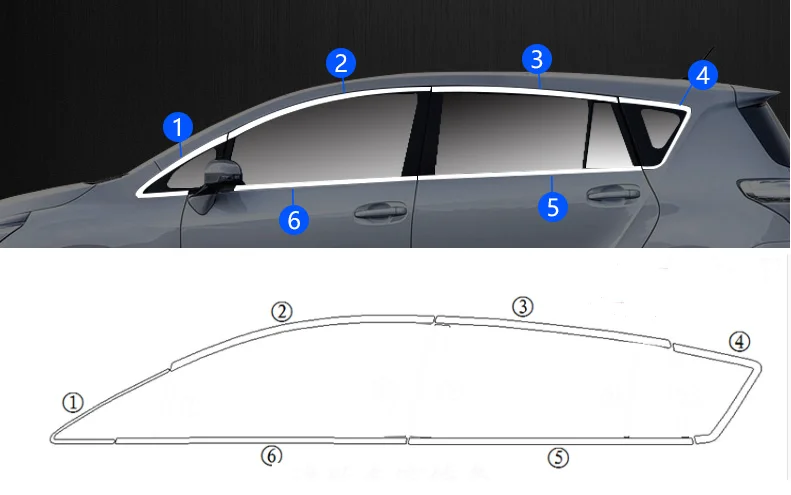 High-quality for Toyota Verso 2013 stainless steel Car window Decoration strip Body trim Anti-scratch protection Car styling