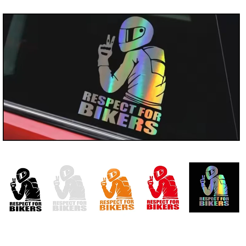 

1PC Respect for Biker Mutil-color Sticker Removable Motorcycle Reflective Vinyl Sticker Decal Car Rear Windshield Decal 15x11CM