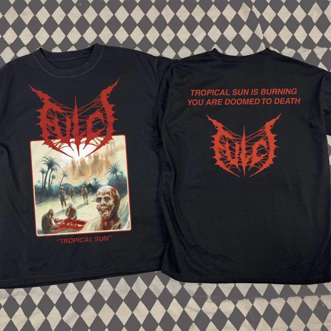 Retro Fulci “Tropical Sun” Death Metal Band Graphic T-shirt Retro Y2K Death Metal Band T-shirt