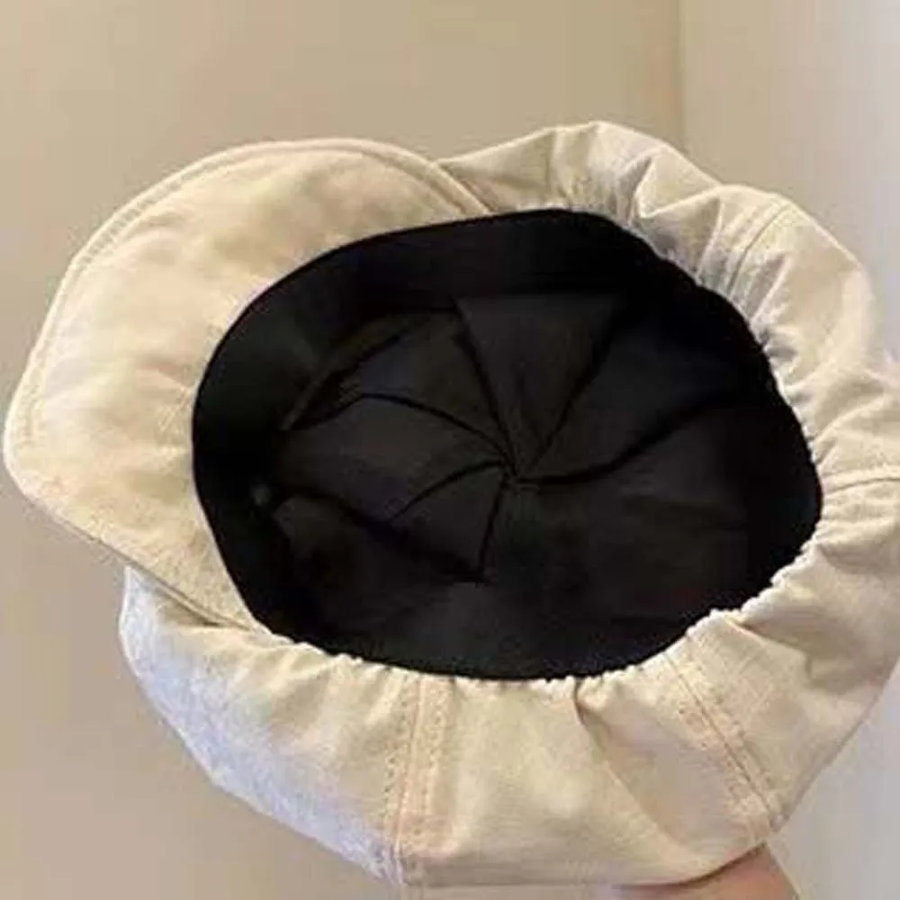 Asymmetric Cloud Beret Cap Big Head Circumference Street Style Retro Octagonal Hat Polyester Solid Color Women Artist Hat Party