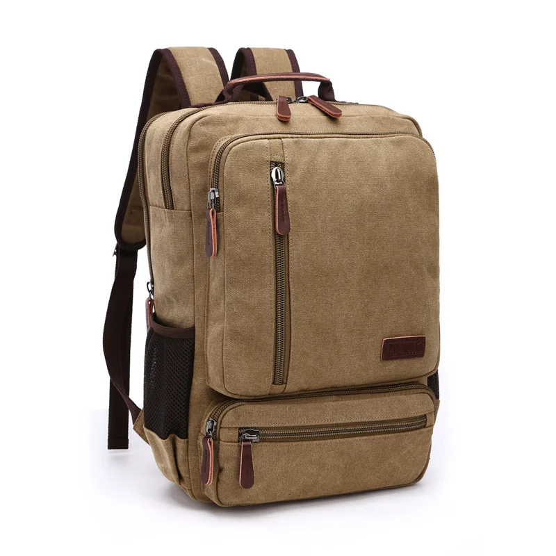 

Large capacity Men Canvas backpack Student Daily Zipper shcoolbag backpack Unisex Retro Shoulder Travel backpack for outdoor