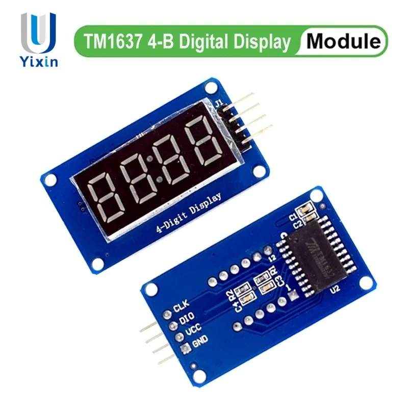 Модуль светодиодного дисплея TM1637 для Arduino, 7 сегментов, 4 бита, 0,36 дюйма, цифровая трубка с красным анодом, светодиодная яркость, регулируемая с часами
