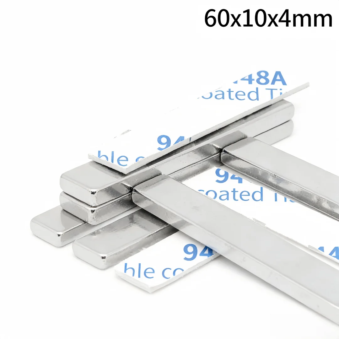 60x10x4mm Block Powerful Magnets Strong Magnet With Glue Tape For Fridge DIY Building Scientific Craft 60*10*4 60x10x4