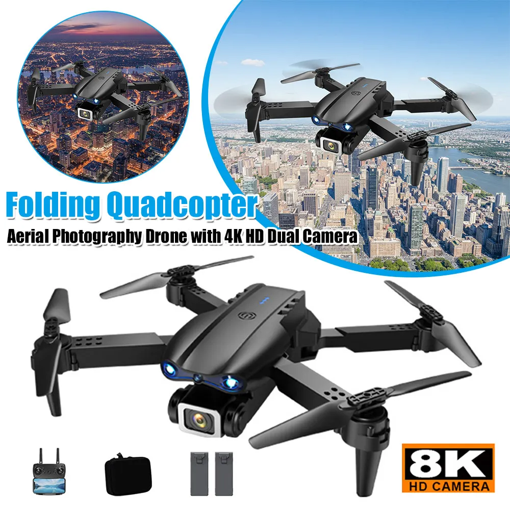 

Радиоуправляемый самолет с двойной 4K HD камерой и обзором 360° ° Квадрокоптер для аэрофотосъемки Flips для начинающих, взрослых и детей