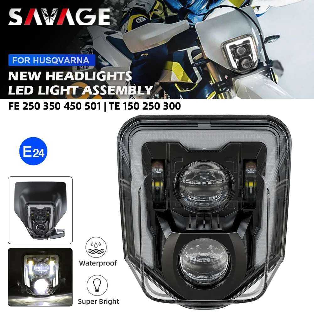 

E24 Motorcycle Headlight For Husqvarna FE 250 350 450 501/S TE 150 250i 300 300i TX125 LED Head Light Assembly Headlamp FE350