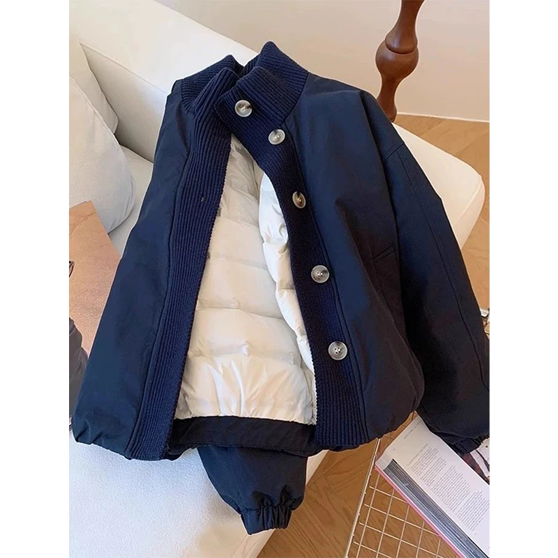 

MEXZT Winter Parkas Women Fashion Patchwork Puffer Jacket Streetwear Korean Down Coats Stand Collar Cotton Padded Outerwears New