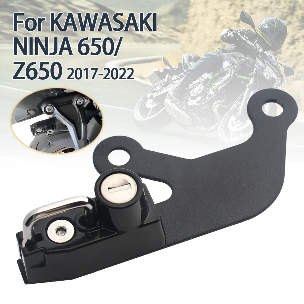 Motorcycle Helmets Security Anti-Theft Lock Rust-Proof Sturdy Aluminum Accessories For Kawasaki Ninja 650 Z650 Right Helmet Lock