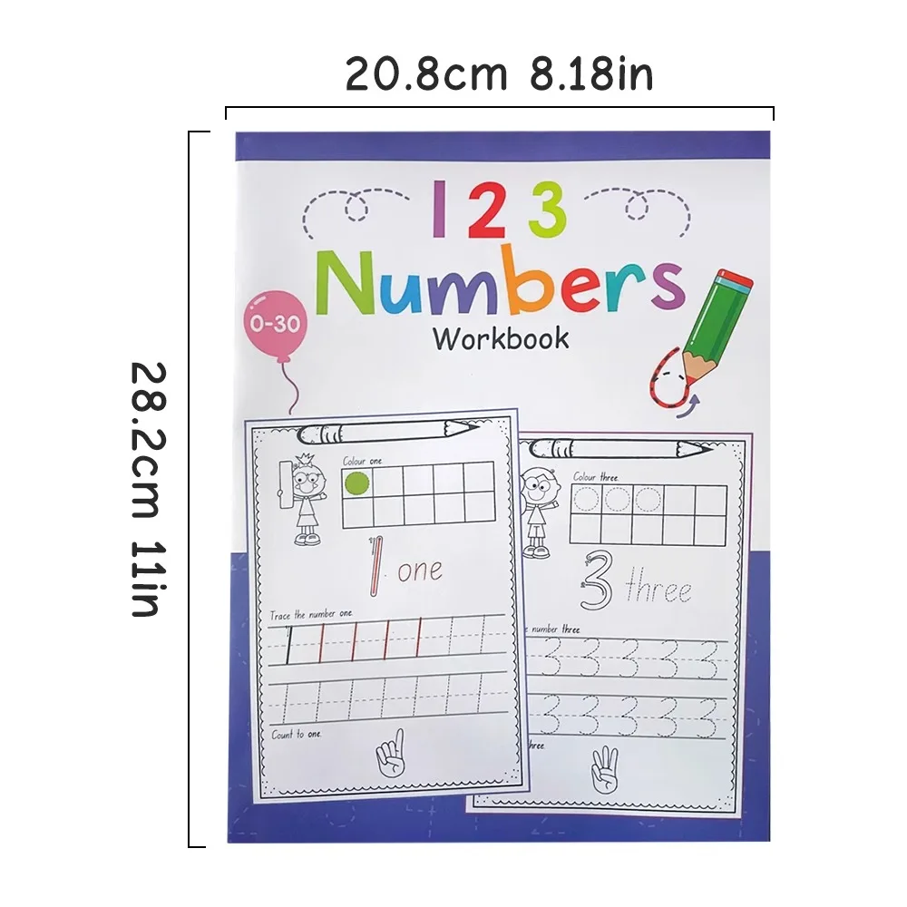 A4 Size Number 0-30 Tracing Practice Workbook Preschool Math Learning Kindergarten Numbers Writing Coloring Book Montessori