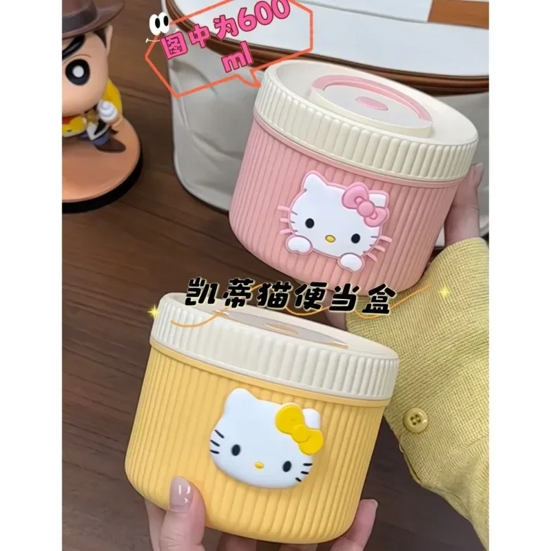 

Hello Kitty Anime Kawaii MINISO Fashion Insulated Lunch Box Cute Cartoon Office Portable Tableware Storage Case Gifts for Girls