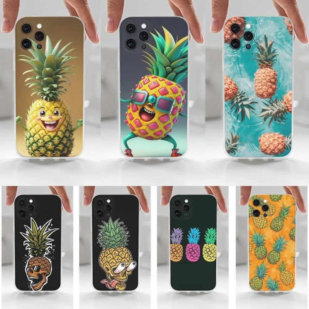 

Cute Cartoon Pineapple Phone Case For iPhone 16,15,14,13,12,11 Plus,Pro,Max,XR,XS,X,7,8 Plus,SE,Mini,Transparent,Silicone Case
