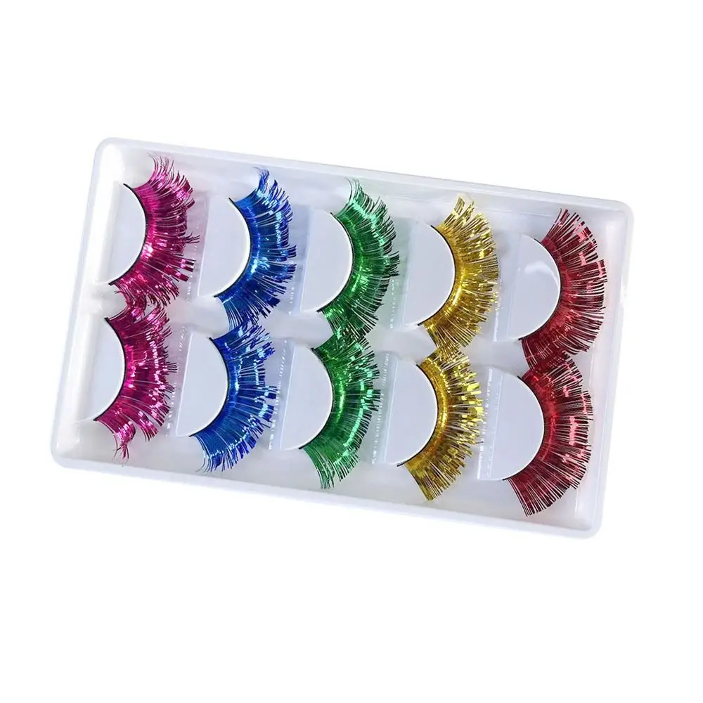 

2 Box Exaggerate Shiny Eyelashes Reusable Beautiful Colored False Eyelashes Lashes Extension High Quality 3D Curled Lashes