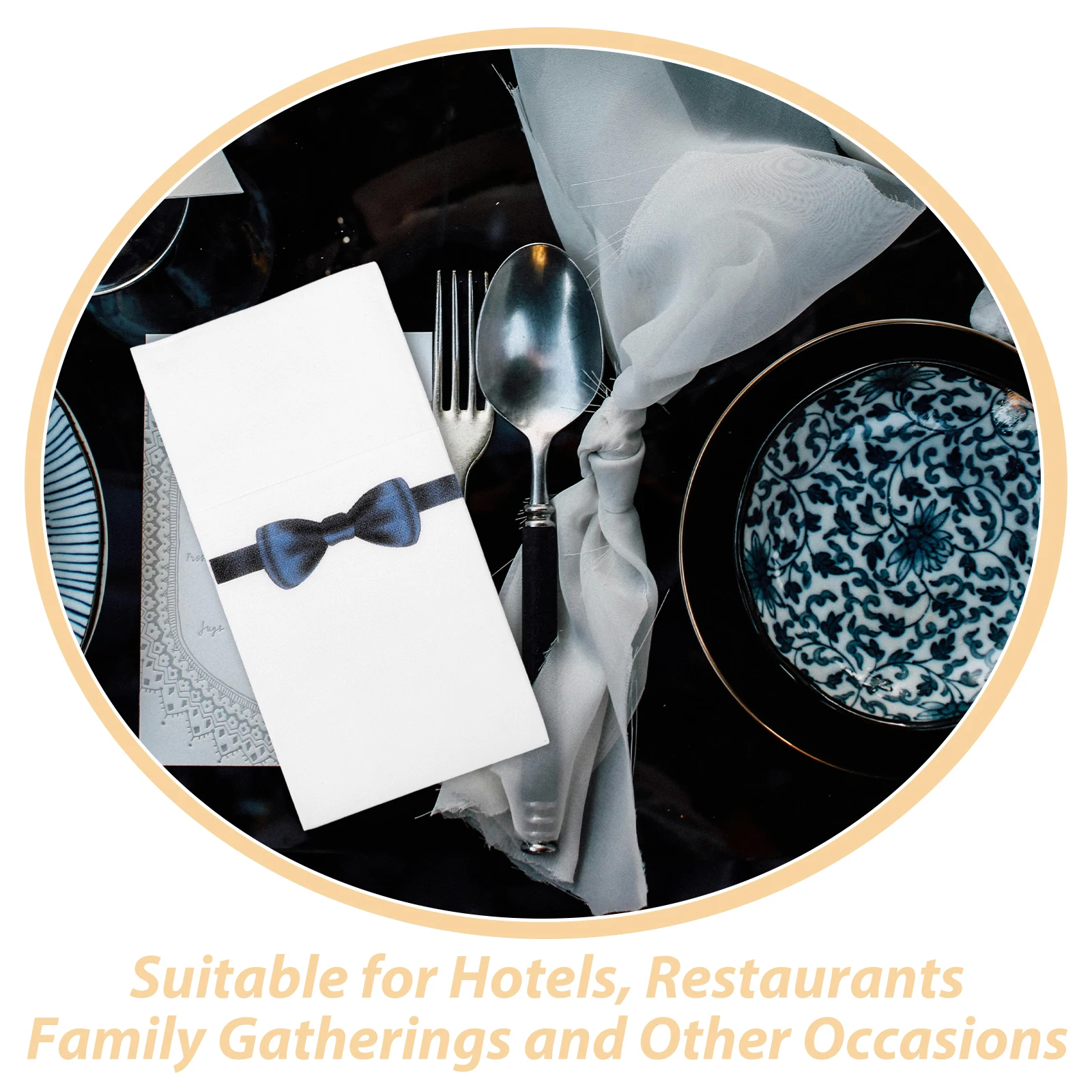 50 قطعة منديل أدوات المائدة ورقة عشاء المناديل الأبيض أدوات المائدة القابل للتصرف التعبئة والتغليف لمطعم فندق جيب المناديل خفيفة الوزن