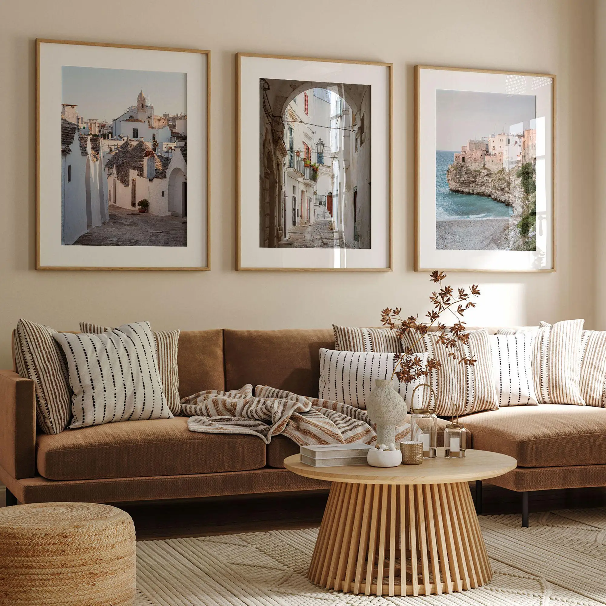 Puglia Italy Canvas Wall Art,Chic Mediterranean Landscape Poster Prints,Italian Wall Art for Living Room Bedroom Home Decor Gift