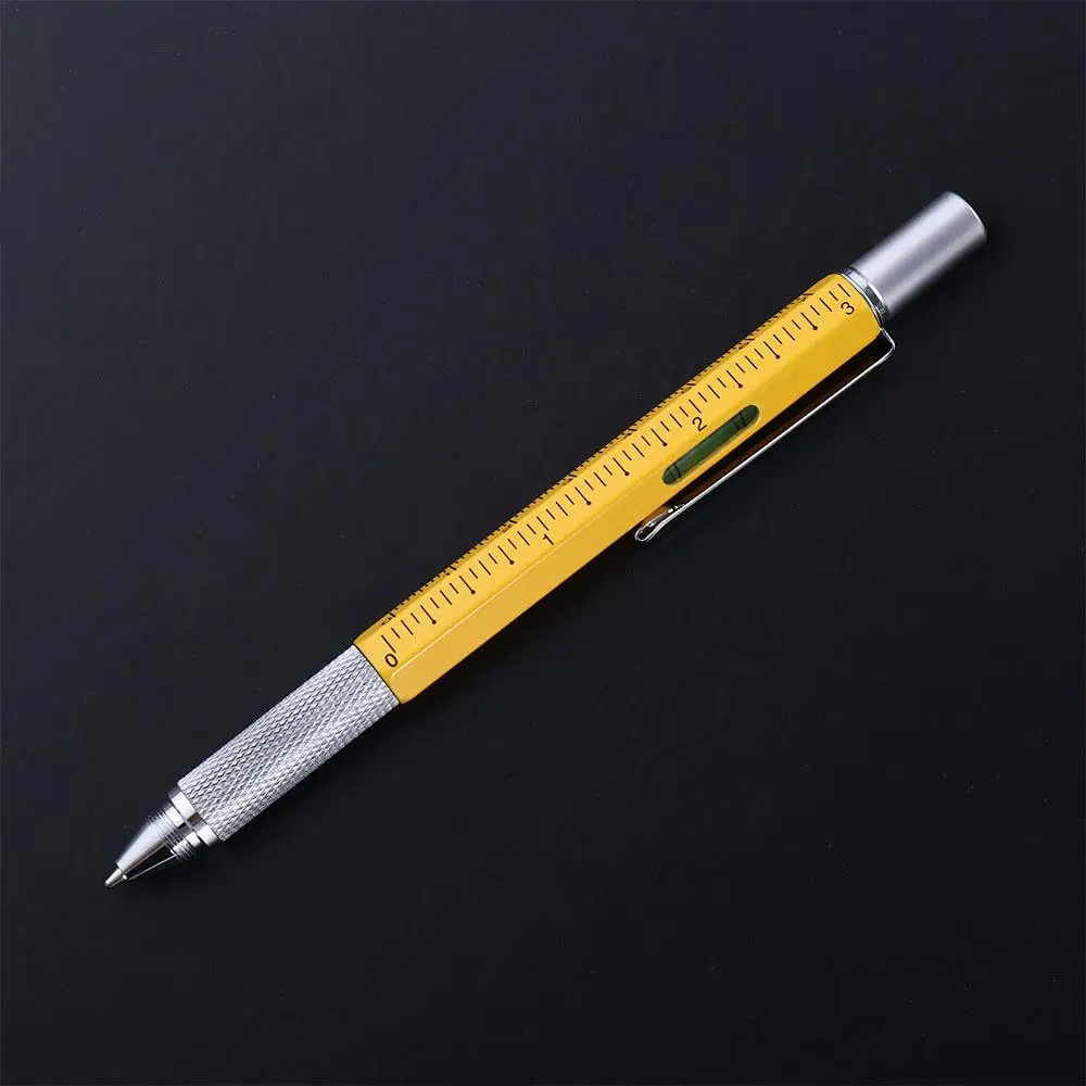 1 Multi Function Level Meter Pen Tool With Scale Gadget Flat-blade Screwdriver Capaciative pen Cross Screwdriver Ballpoint Pen