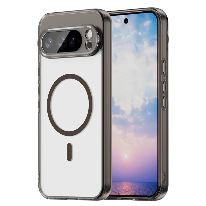 For Google Pixel 10 9 Pro XL Magnetic Airbags Shockproof Hard PC + Soft TPU Non SlipTransparent Protective Cover For Pixel 9 10