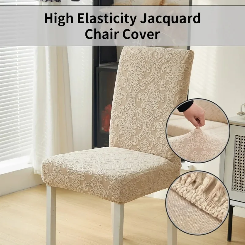 1/2/4/6 Pcs Premium Stretch Jacquard Polar Fleece Chair Covers Fabric Fits Most Chairs Special Coating Repels Spills and Dirt