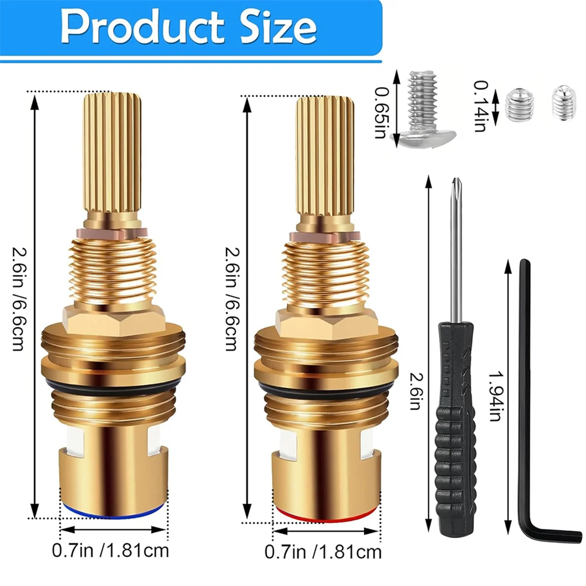 

A002 Brass 1-001 & 1-002 Ceramic Valve- Replacement Set, Hot/Cold Widespread Faucet-Cartridges