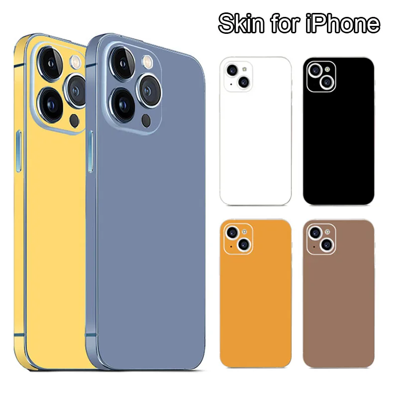 Plain Color Decal Skin for iPhone 13 12 14 15 16 Pro Max Back Film Cover Wrap Rear Screen Protector Anti-scratch Durable Sticker