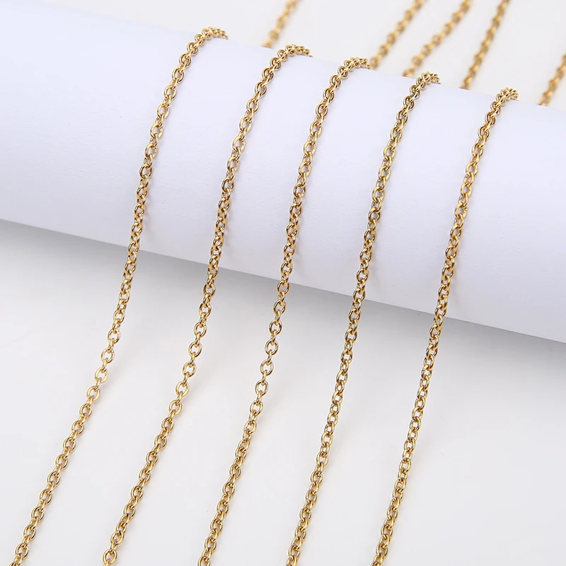 2/5meters Stainless Steel Link Chains Necklace Bulk Diameter 2mm Gold Color Chains Lot for Diy Bracelet Supplies Jewelry Making