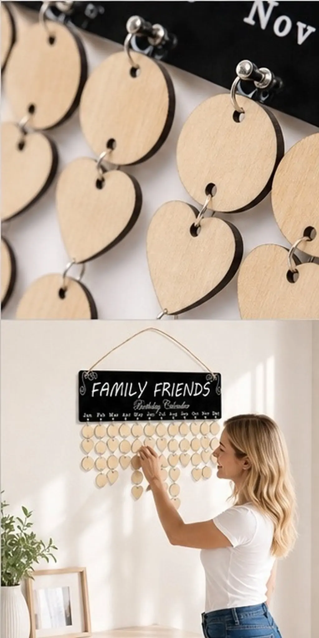 Wooden DIY Birthday Reminder Board – Family Calendar Wall Tracker for Festivals