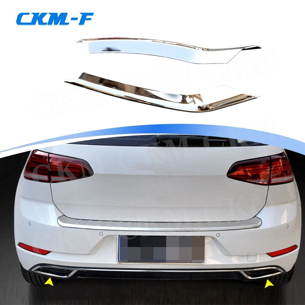 

Car Rear Lip Exhaust Pipe Tips Sticker Covers For VW Golf 7 VII 7.5 MK7.5 2017 2018 2019 Tail-throat Trim Strips Car Accessories