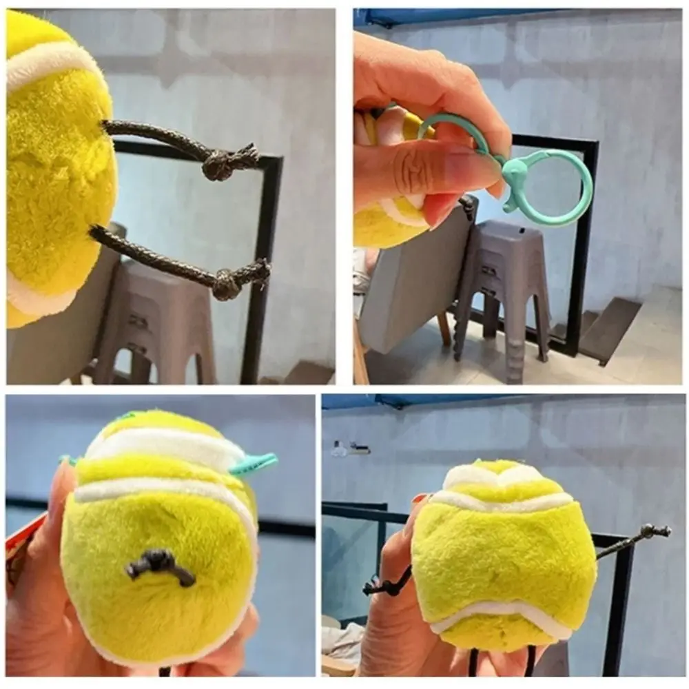 Unique Plush Sports Series Key Charm Baseball Tennis Bag Pendant Cartoon Basketball Keyring Key Chain view 4