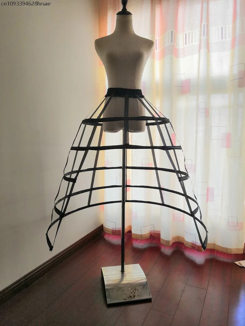 Anágua de espinha de peixe lolita vestido cosplay traje crinolina divisão gaiola underskirt agitação pannier vestido de baile de casamento acessórios