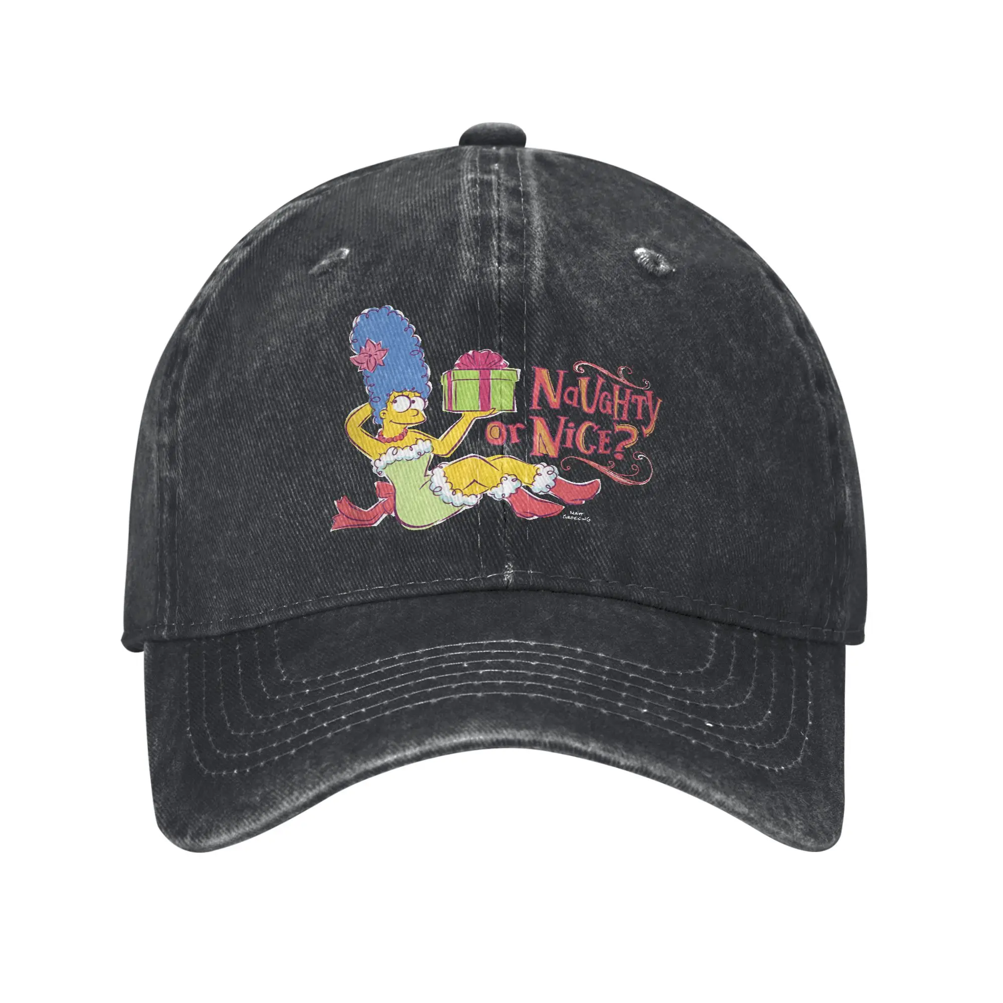 The S-simpson Christmas Marge Naughty Or Nice Sun Baseball Cap  Summer Fashion Running Hippie High Quality Snapback Cap