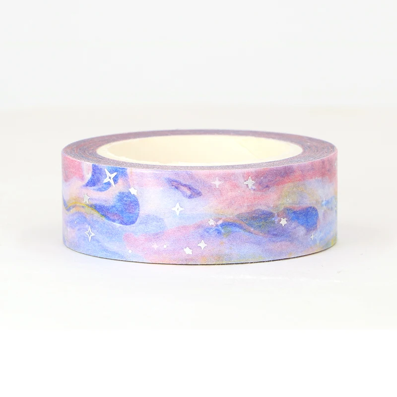 Bulk NEW 10pcs/Lot Decor Blue & Pink Galaxy Cloud Silver Stars Washi Tapes for Gift Wrap Masking Tape Cute Journal Stationery