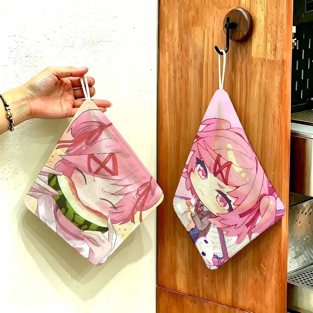 N-Natsuki Gentle-Art Polyester Cotton Hanging Kitchen Towel, Absorbent Hand Wiping Cloth for Daily Cleaning Drying