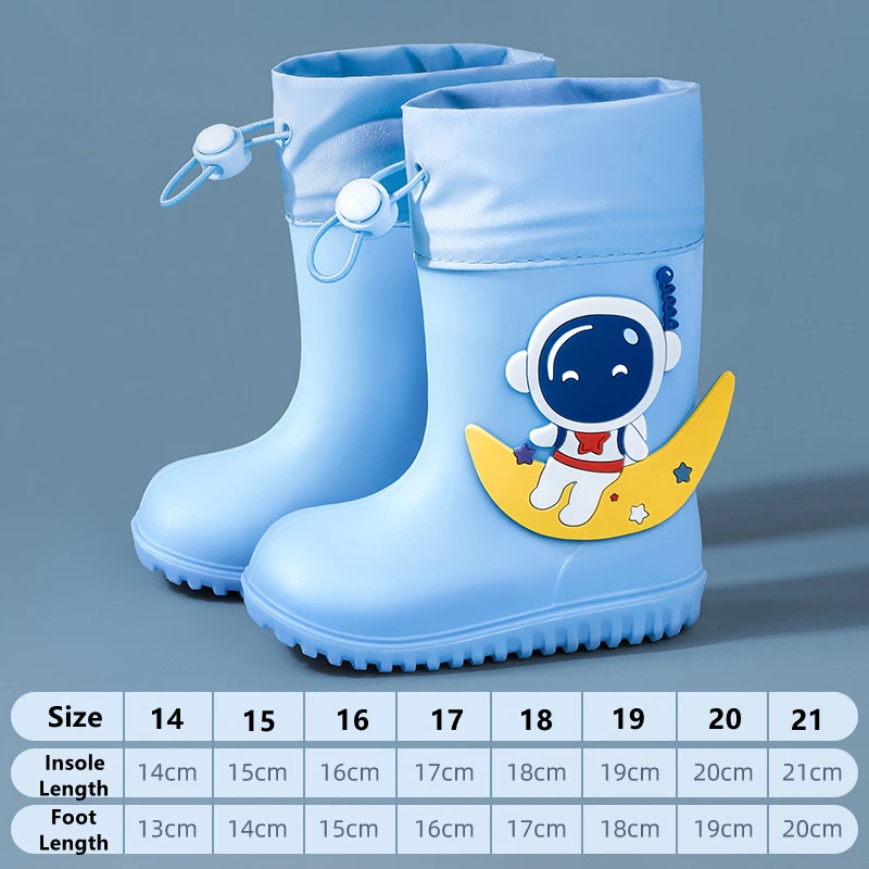 New Fashion Pink Unicorn Rain Boots Kids Water Shoes for Girl Childhood Blue Astronaut Boys Rainboots Children Waterproof Shoes