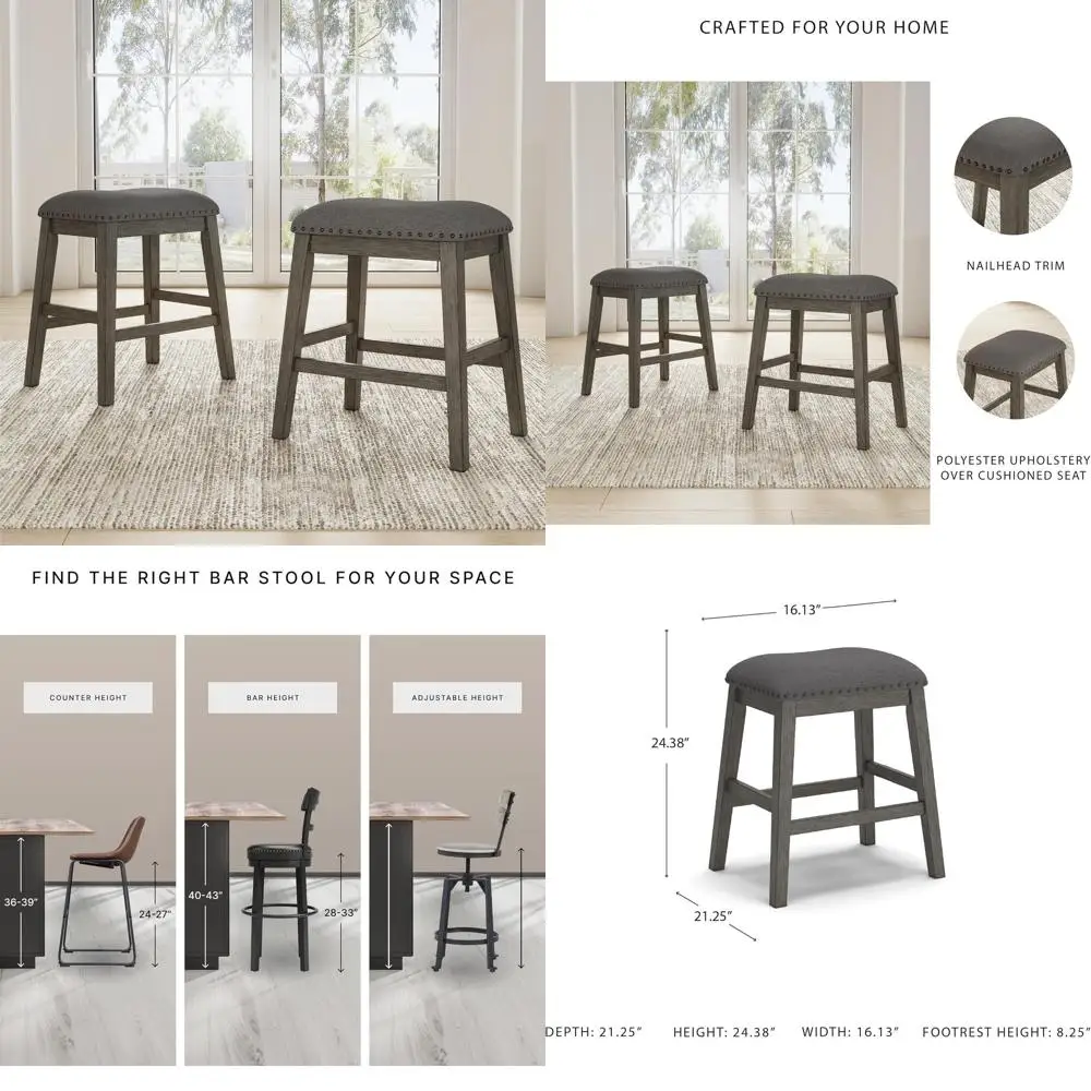 

Gray Caitbrook 24.4 Upholstered Counter-Height Barstool Set of 2